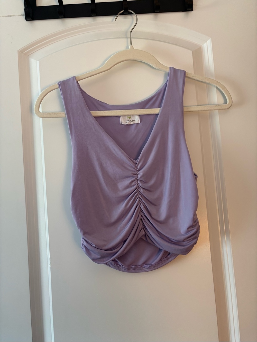 Forever 21 Lavender Ruched V-Neck Tank Top